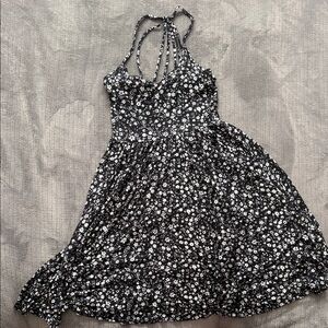 Black and White Floral Skater Dress